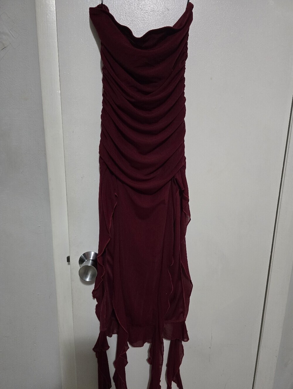 Strapless Burgundy  Evening Dress